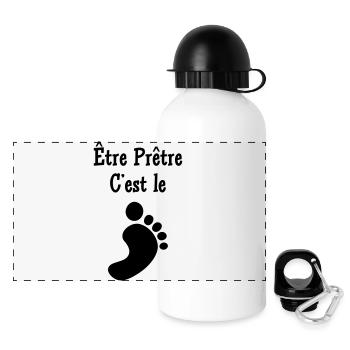 Priest Priester Prêtre Religion Cross Croix God - Panoramic Thermal Bottle with Lid 500 ml - white - Front