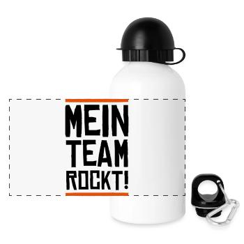 team rockt - Panorama Trinkflasche mit Deckel 500 ml - Weiß - Vorne