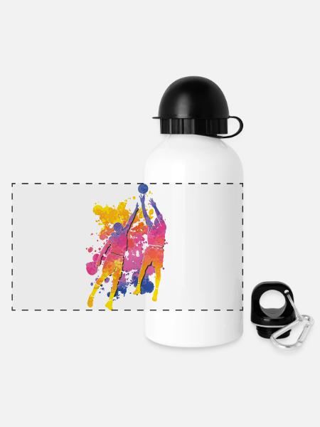 Basketball Player Colorful Paint Slam Dunk Sports - Panoramic Thermal Bottle with Lid 500 ml - white