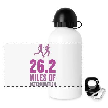 Marathon - 26,2 Meilen Entschlossenheit - Panorama Trinkflasche mit Deckel 500 ml - Weiß - Vorne