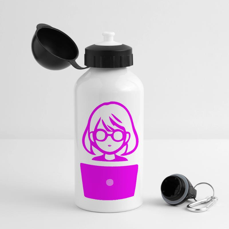 Femme avec un codeur de programmeur informatique Gourde panoramique avec couvercle 500 ml