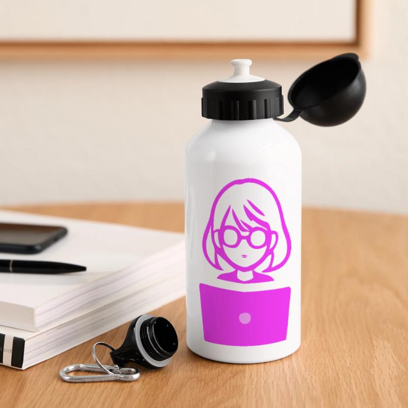 Femme avec un codeur de programmeur informatique Gourde panoramique avec couvercle 500 ml