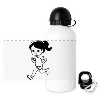 Runner Girl Cartoon Style - Panoramic Thermal Bottle with Lid 500 ml - white - Front