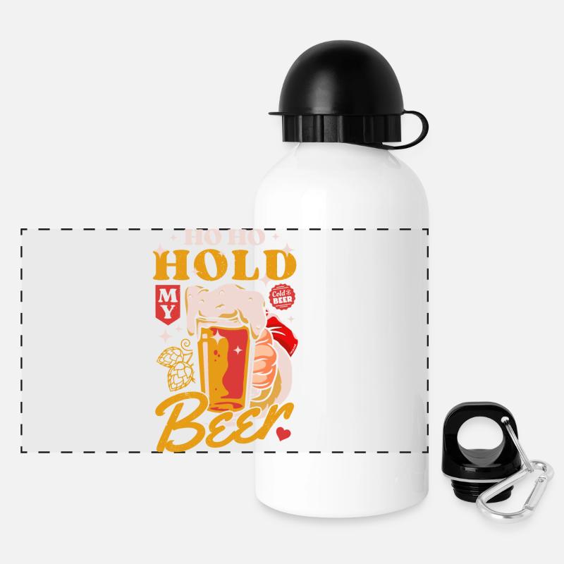 Weihnachten hoho hält mein Weihnachtsmannbier - Panorama Trinkflasche mit Deckel 500 ml - Weiß