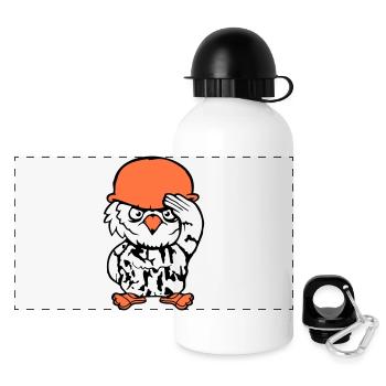 Owl Soldier Military War Helmet Fighter Army Cool - Panoramic Thermal Bottle with Lid 500 ml - white - Front