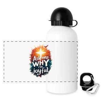 Ask me why I am joyful - Panoramic Thermal Bottle with Lid 500 ml - white - Front