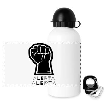 Faust Hoch Alerta Antifaschistisch Antifa 161 - 01 - Panorama Trinkflasche mit Deckel 500 ml - Weiß - Vorne