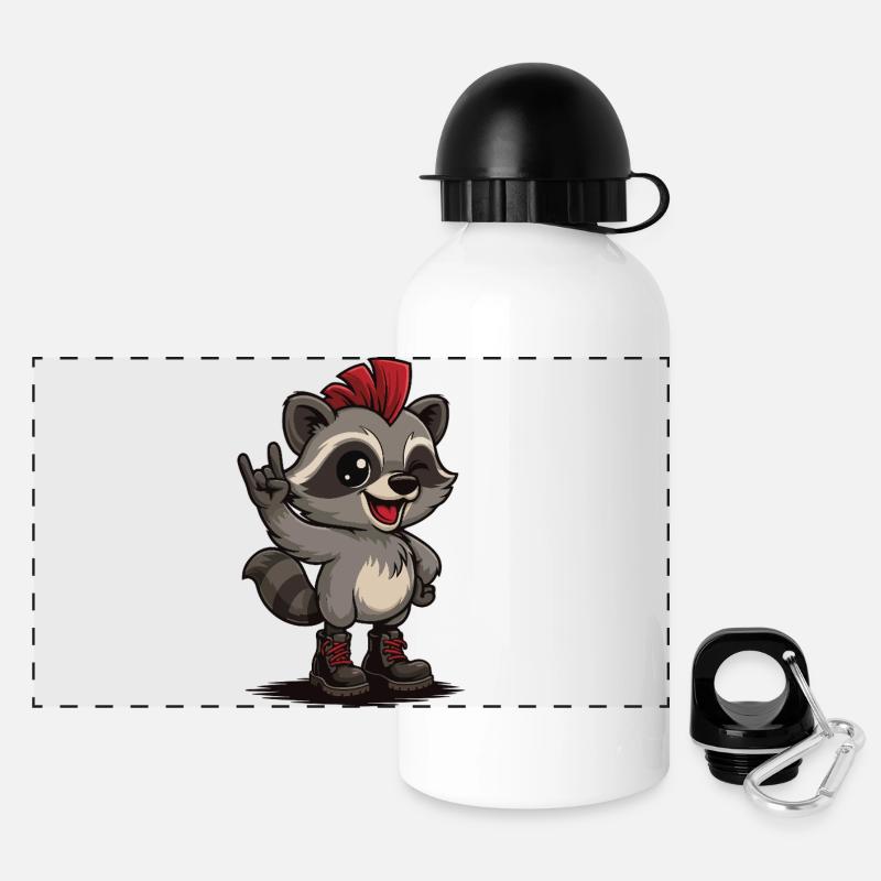 Punk Rock Raton laveur - Gourde panoramique avec couvercle 500 ml - blanc