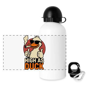 High as Duck - THC Ente - Panorama Trinkflasche mit Deckel 500 ml - Weiß - Vorne