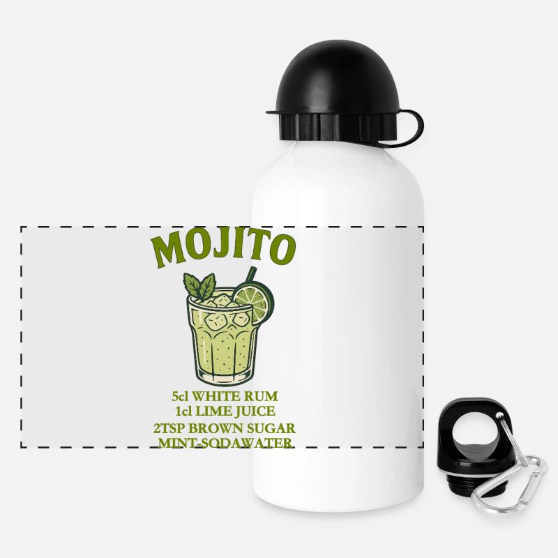 Design Mojito avec citron vert et menthe - Gourde panoramique avec couvercle 500 ml - blanc