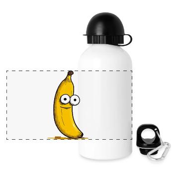Cartoon banana makes big eyes - Panoramic Thermal Bottle with Lid 500 ml - white - Front