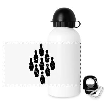 Kegeln Alle Neun Kegelbahn utilisé look rétro Party 9 - Gourde panoramique avec couvercle 500 ml - blanc - Devant