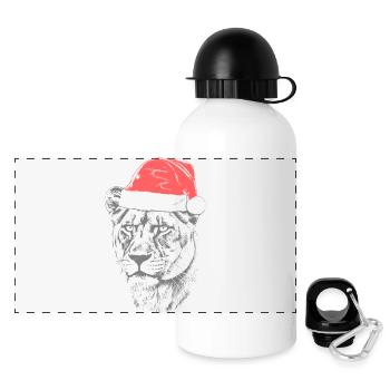 Chapeau de Noël Lionne - Gourde panoramique avec couvercle 500 ml - blanc - Devant