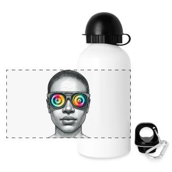 RAINBOW VISION – Geek & Science-Fiction - Panorama Trinkflasche mit Deckel 500 ml - Weiß - Vorne