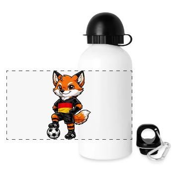 Fußball Fuchs Deutschland Fan Deutsche Flagge - Panorama Trinkflasche mit Deckel 500 ml - Weiß - Vorne