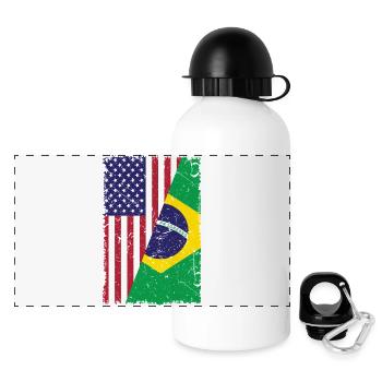 USA Brazil Flag Brazilian American Gift - Panoramic Thermal Bottle with Lid 500 ml - white - Front