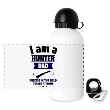Papa chasseur, cadeau de fête des pères - Gourde panoramique avec couvercle 500 ml - blanc - Devant