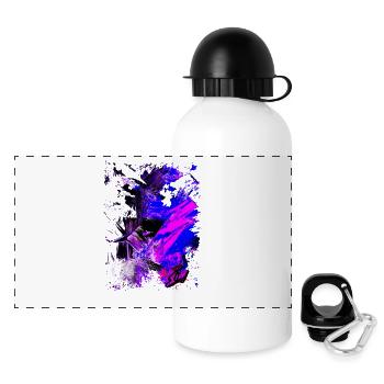 "Blacklight" Acryl Paint by Marco Eckenbrecht - Panorama Trinkflasche mit Deckel 500 ml - Weiß - Vorne