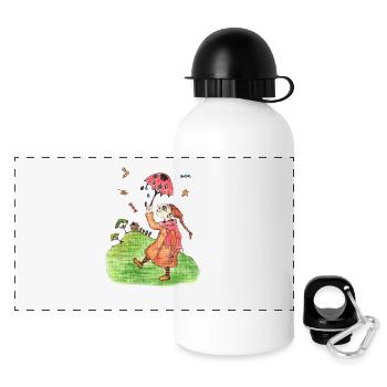 Süßigkeitenregen Masch Märchen - Panorama Trinkflasche mit Deckel 500 ml - Weiß - Vorne