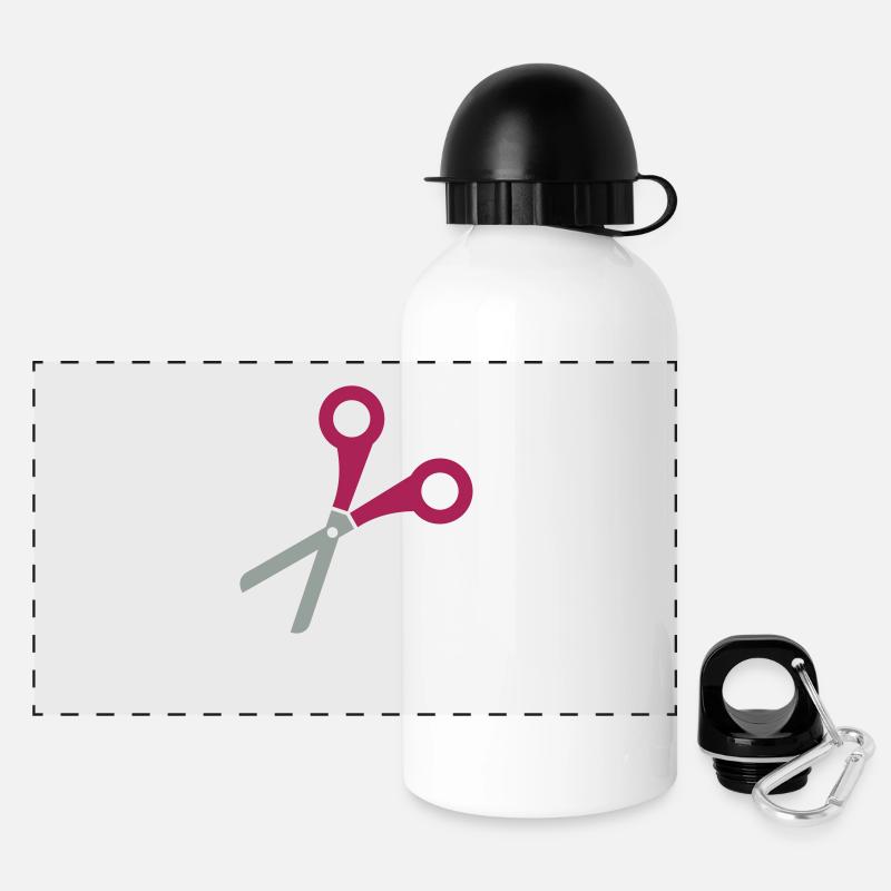 Schere - Panorama Trinkflasche mit Deckel 500 ml - Weiß
