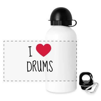 Batterie Batteur Musique Musicien Concert - Gourde panoramique avec couvercle 500 ml - blanc - Devant