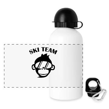 affe_skibrille_02 - Panorama Trinkflasche mit Deckel 500 ml - Weiß - Vorne