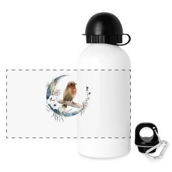 Rotkehlchen Vogelfreund Geschenk - Panorama Trinkflasche mit Deckel 500 ml - Weiß - Vorne