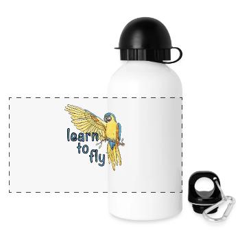 Parrot / Bird / Learning / Macaw / Flying / Wings - Panoramic Thermal Bottle with Lid 500 ml - white - Front