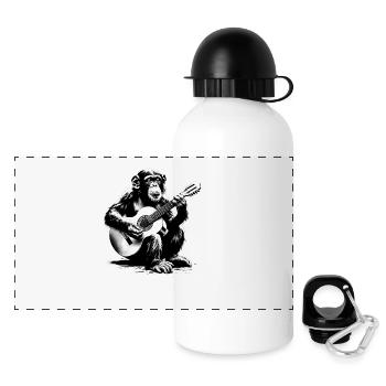Monkey Orchestra Guitar Street Art Banksy Style - Panoramic Thermal Bottle with Lid 500 ml - white - Front