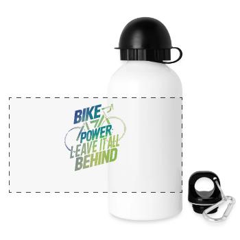 Bike power - leave it all behind - Panorama Trinkflasche mit Deckel 500 ml - Weiß - Vorne