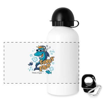 Funky Fish - Panorama Trinkflasche mit Deckel 500 ml - Weiß - Vorne