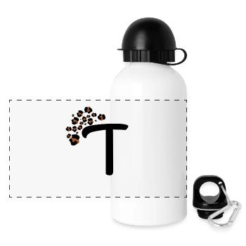 Buchstaben t Leopardenmuster - Panorama Trinkflasche mit Deckel 500 ml - Weiß - Vorne