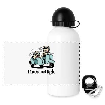 Pfoten und Fahrt - Panorama Trinkflasche mit Deckel 500 ml - Weiß - Vorne