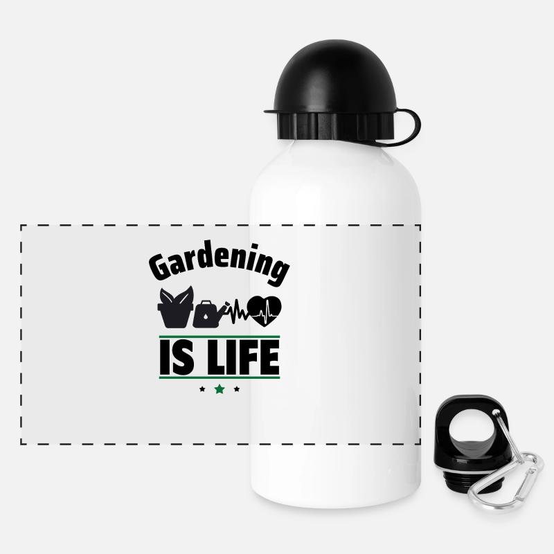 Gartenarbeit ist das Leben - Panorama Trinkflasche mit Deckel 500 ml - Weiß