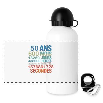 50 Ans – 600 Mois, 18250 Jours, 1,5 Milliard - Panorama Trinkflasche mit Deckel 500 ml - Weiß - Vorne
