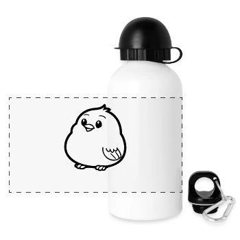 Chubby bird as vector illustration - Panoramic Thermal Bottle with Lid 500 ml - white - Front