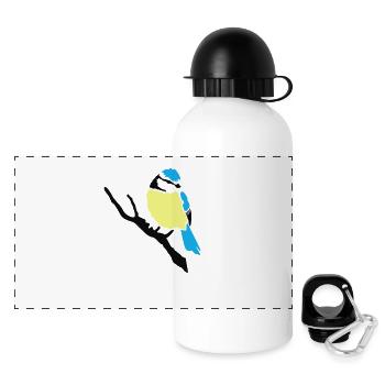 Blaumeise Vogel Meise - Panorama Trinkflasche mit Deckel 500 ml - Weiß - Vorne