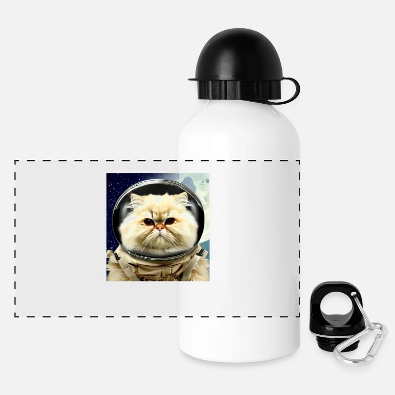 Perserkatze Negan als Astronaut - Panorama Trinkflasche mit Deckel 500 ml - Weiß