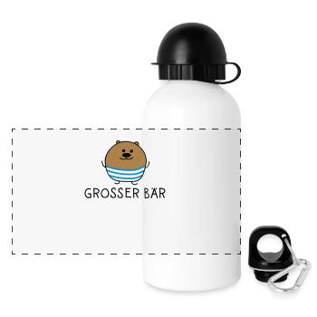 Grosser Bär - Panorama Trinkflasche mit Deckel 500 ml - Weiß - Vorne