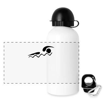 Schwimmen - Panorama Trinkflasche mit Deckel 500 ml - Weiß - Vorne
