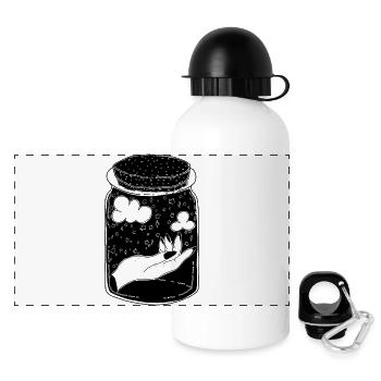 Glas Hand Zeichnung Universum Träumer Hipster - Panorama Trinkflasche mit Deckel 500 ml - Weiß - Vorne