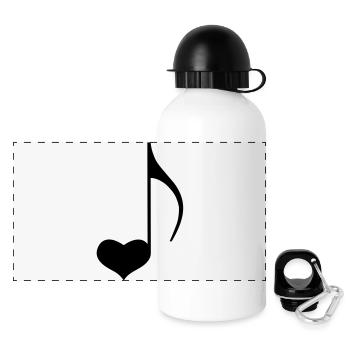 Music Love Note - Panorama Trinkflasche mit Deckel 500 ml - Weiß - Vorne