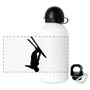 freefall skier / skiing - Panorama Trinkflasche mit Deckel 500 ml - Weiß - Vorne