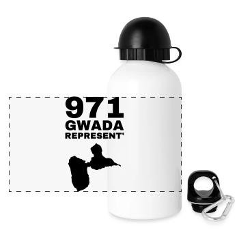Guadeloupe / 971 / Guadeloupéen / Guadeloupéenne - Gourde panoramique avec couvercle 500 ml - blanc - Devant