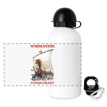 NORMANDIE CONQUERANT Kreation Louis RUNEMBERG © - Panorama Trinkflasche mit Deckel 500 ml - Weiß - Vorne