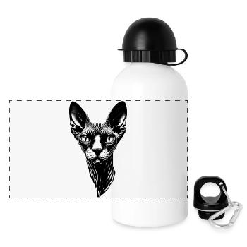 Chat sans poil ridé - Gourde panoramique avec couvercle 500 ml - blanc - Devant
