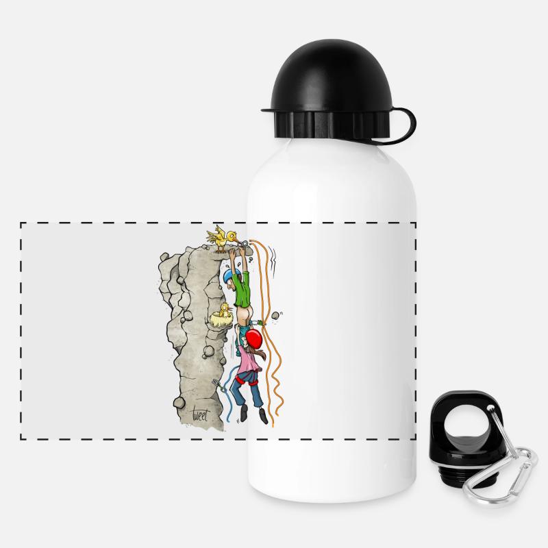 Help! - Climbing couple in a precarious situation - Panoramic Thermal Bottle with Lid 500 ml - white