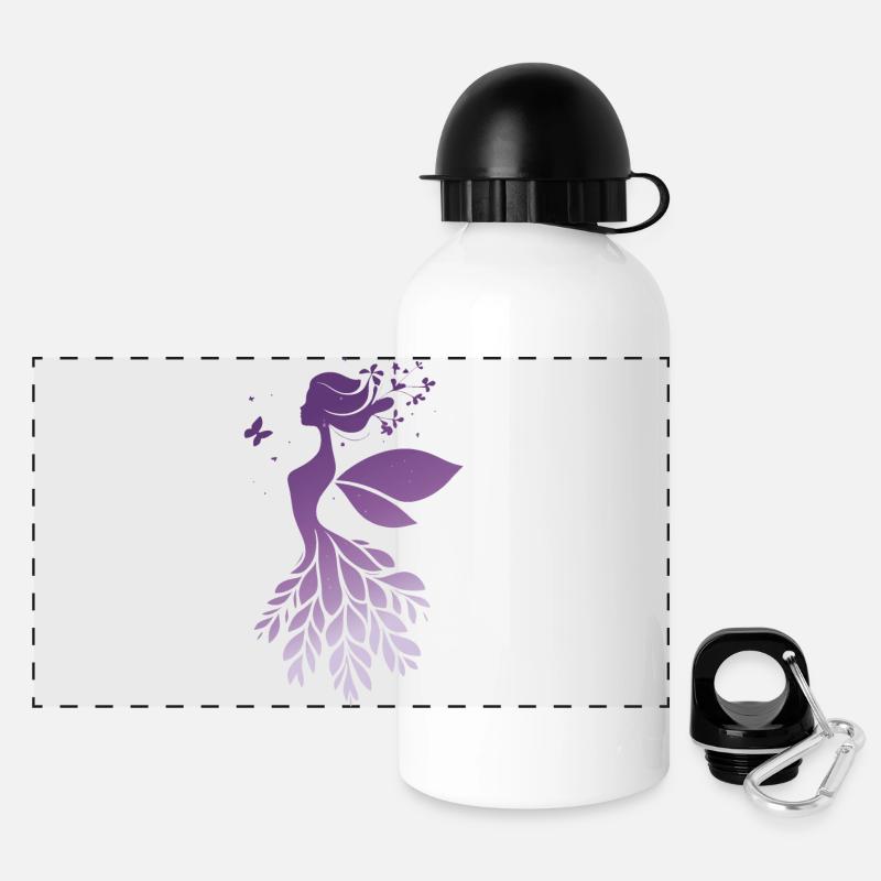 Märchen Fee Silhouette Lila Natur Design - Panorama Trinkflasche mit Deckel 500 ml - Weiß