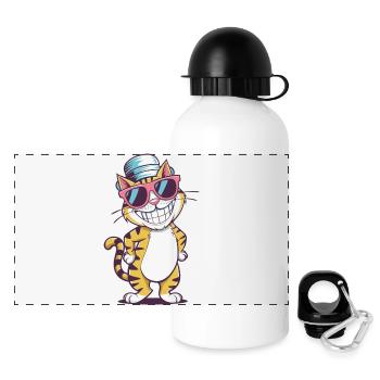 Ambiance de chat cool - Gourde panoramique avec couvercle 500 ml - blanc - Devant