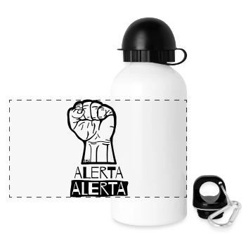 Faust Hoch Alerta Antifaschistisch Antifa 161 - 02 - Panorama Trinkflasche mit Deckel 500 ml - Weiß - Vorne